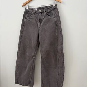 Zara Barrel leg Charcoal Denim jeans size 2.